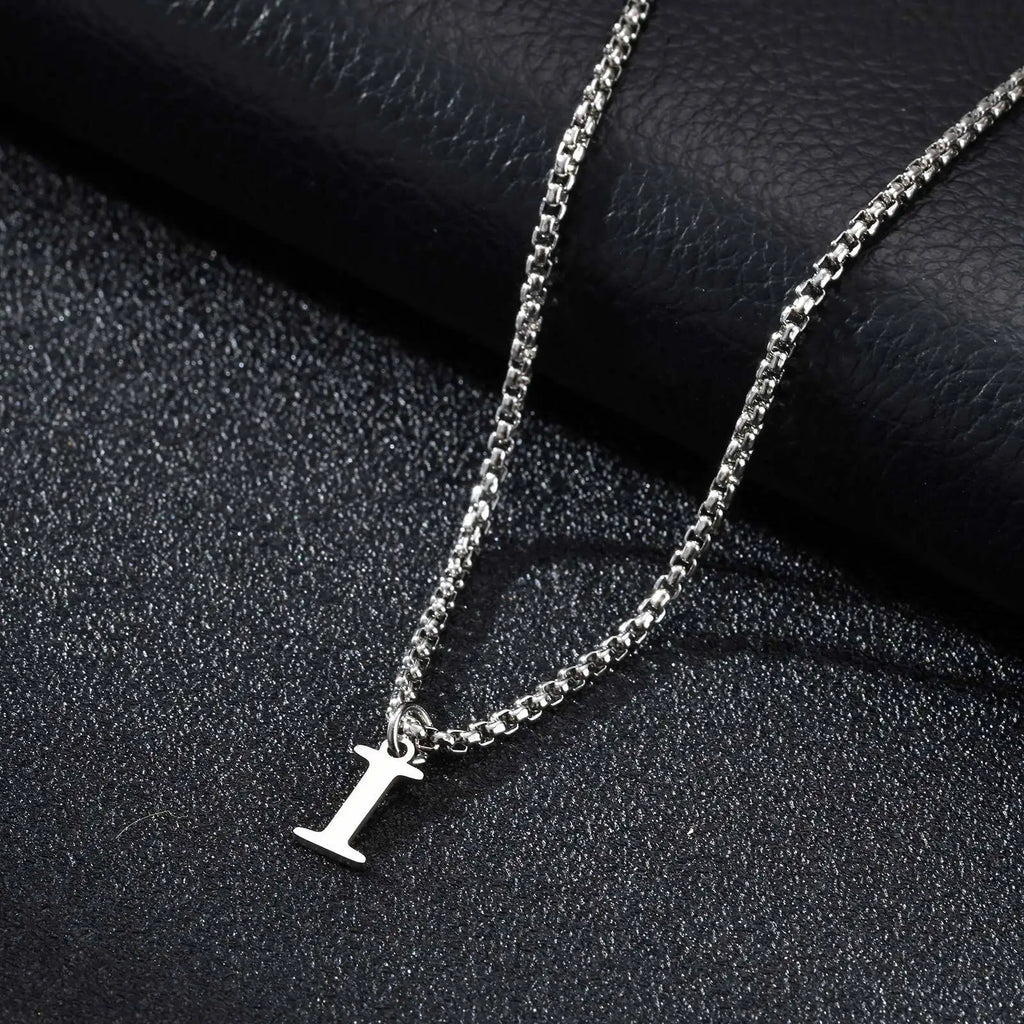 Men's necklace with initial letter pendant