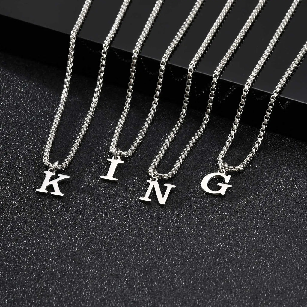 Men's necklace with initial letter pendant