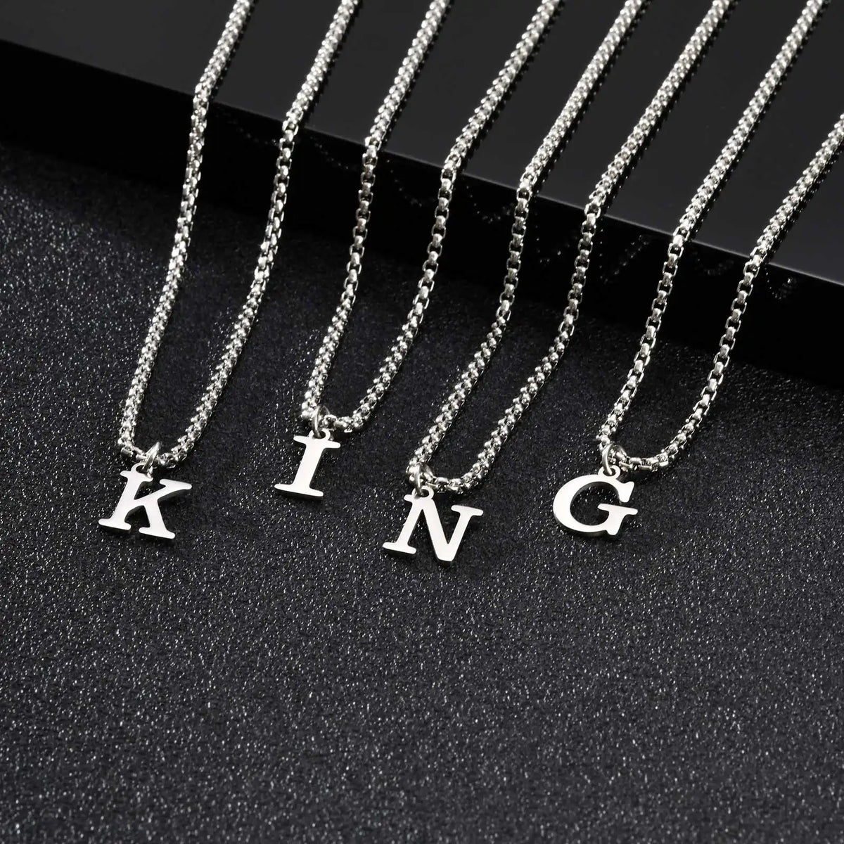 Men's necklace with initial letter pendant