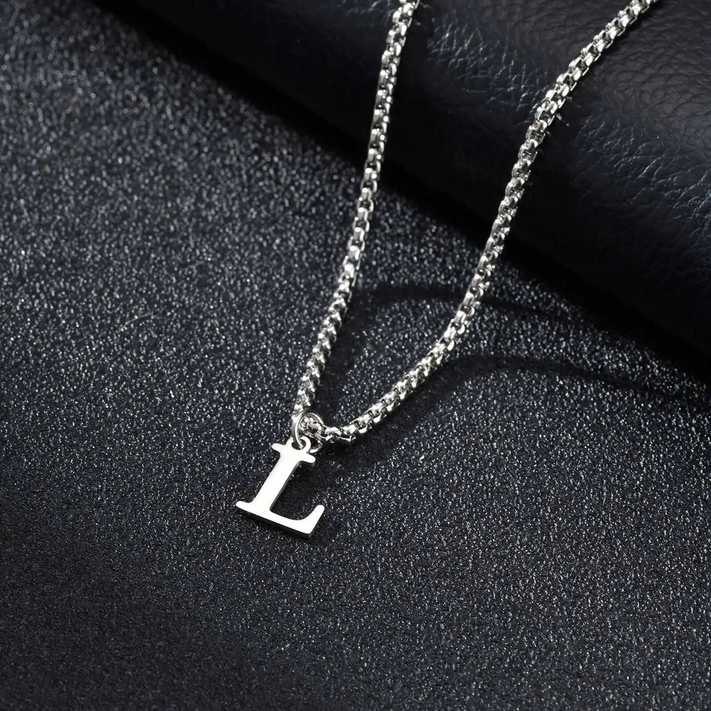 Men's necklace with initial letter pendant