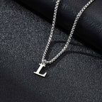 Men's necklace with initial letter pendant