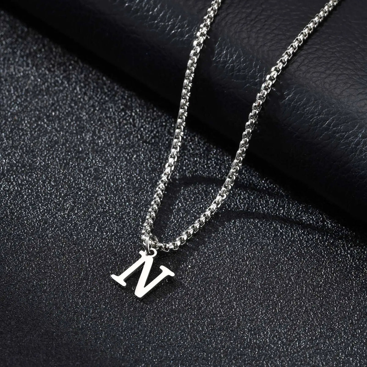 Men's necklace with initial letter pendant