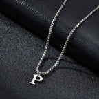 Men's necklace with initial letter pendant