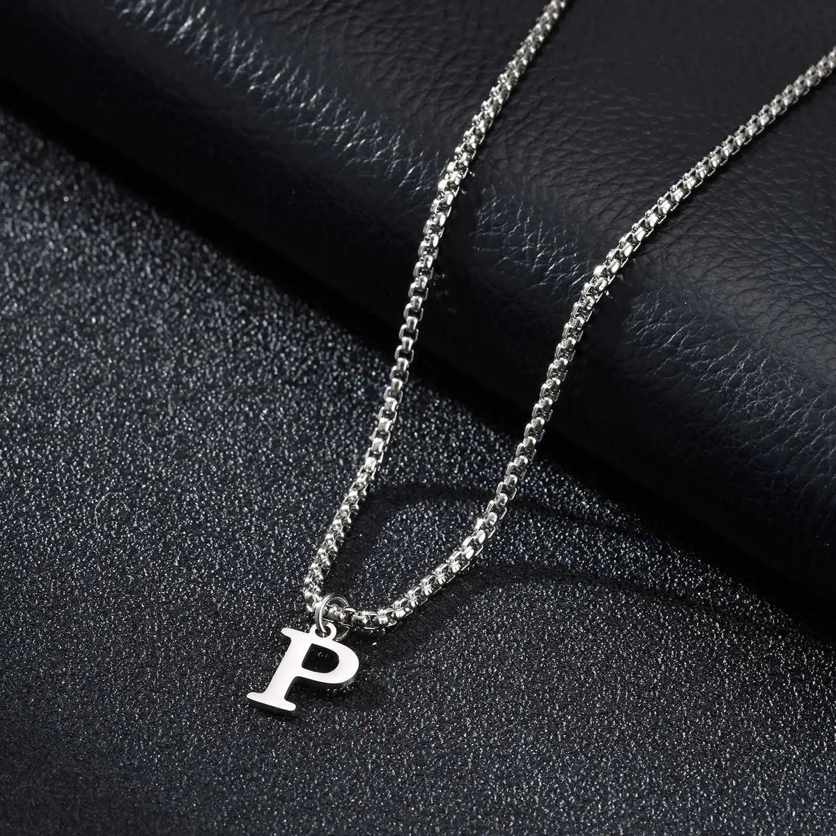 Men's necklace with initial letter pendant