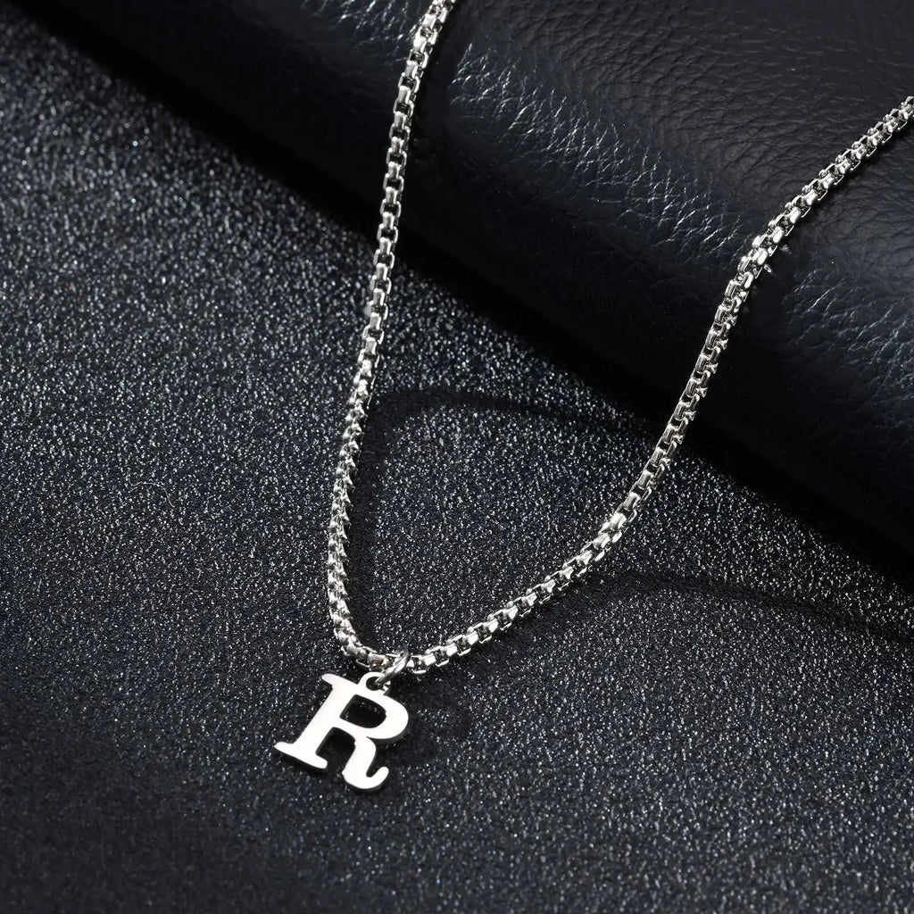 Men's necklace with initial letter pendant