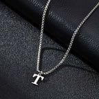 Men's necklace with initial letter pendant