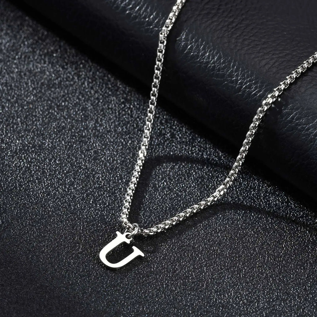 Men's necklace with initial letter pendant