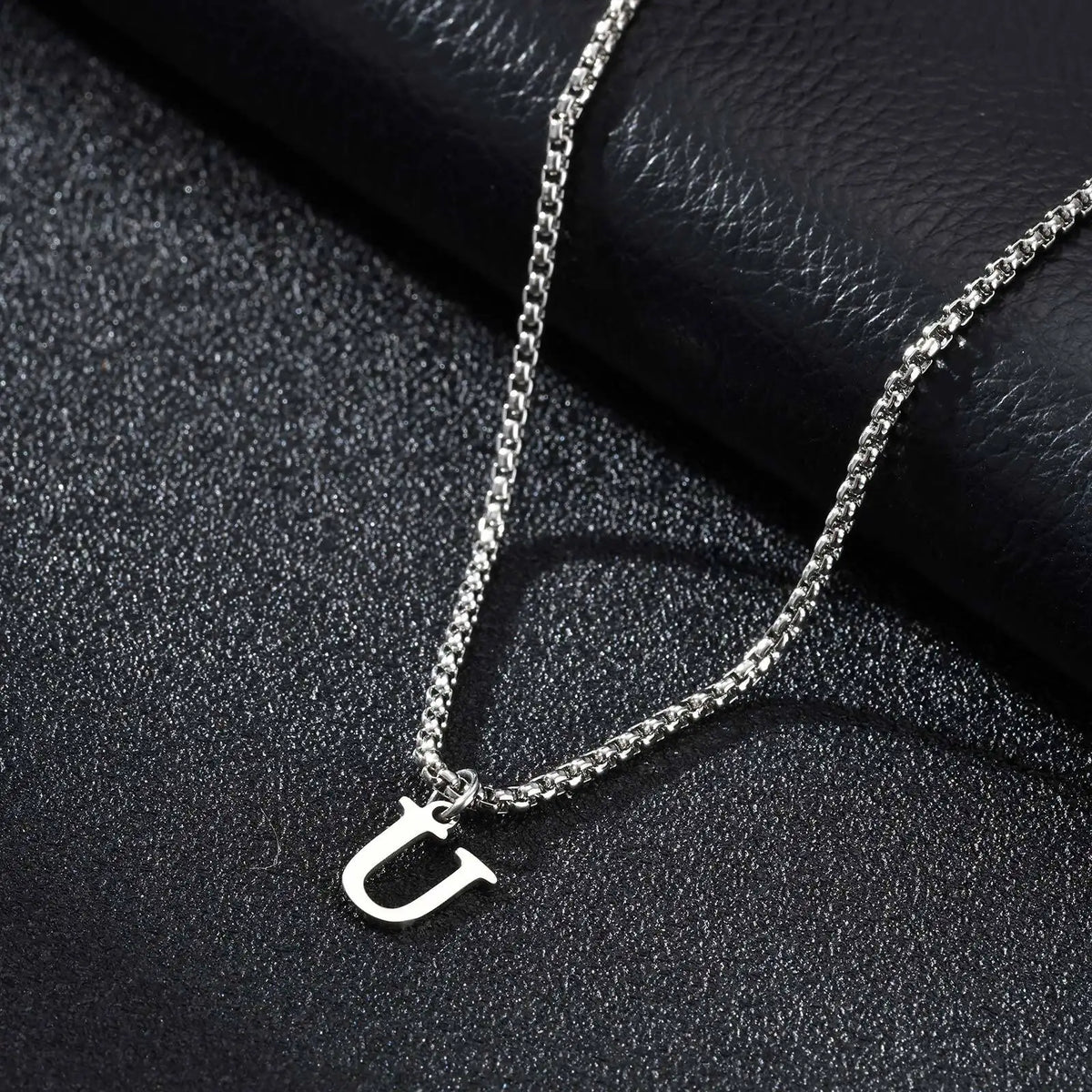 Men's necklace with initial letter pendant