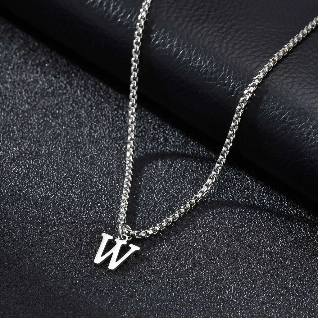 Men's necklace with initial letter pendant