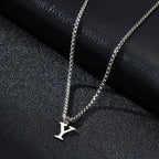 Men's necklace with initial letter pendant