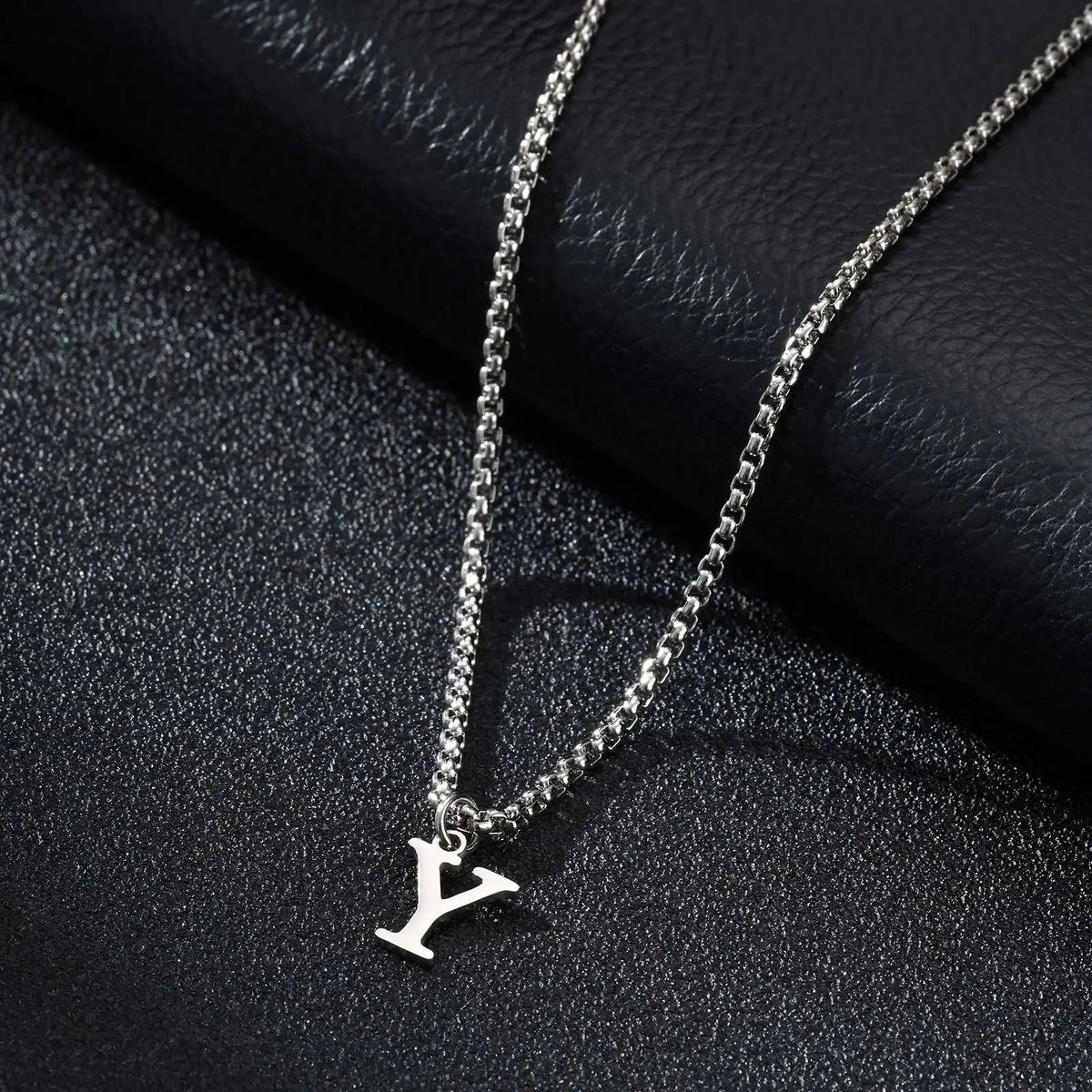 Men's necklace with initial letter pendant