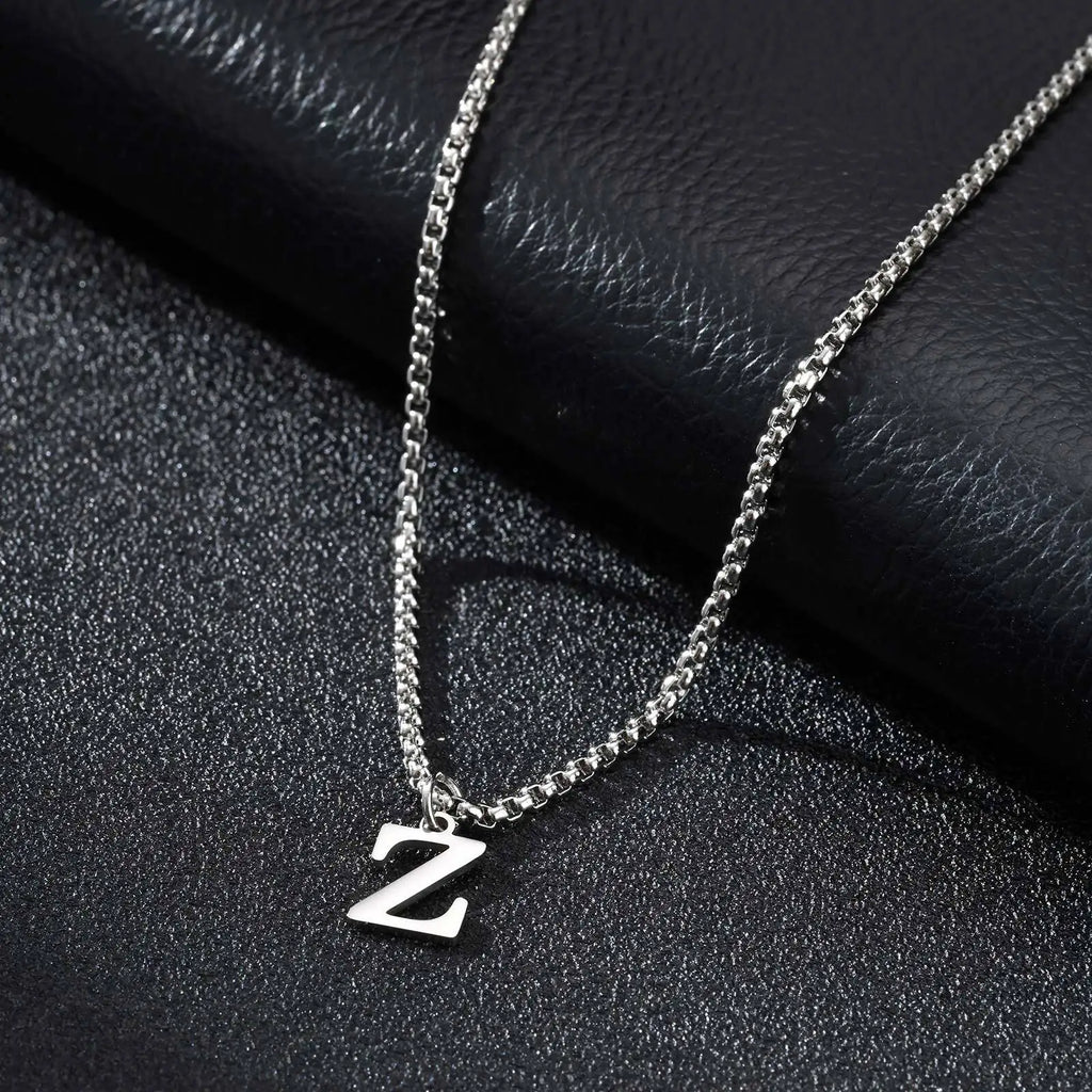 Men's necklace with initial letter pendant