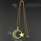 Collier homme "türk" en runes göktürk: croissant de lune et étoile