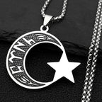 Collier homme "türk" en runes göktürk: croissant de lune et étoile argent