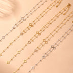 Collier Long avec Pendentifs Trèfle à 4 Feuilles et Zircon or