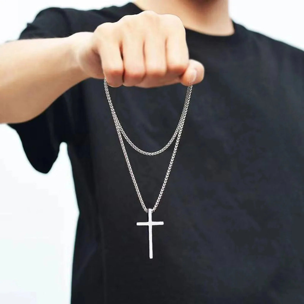 Men's Necklace & Silver Cross Pendant