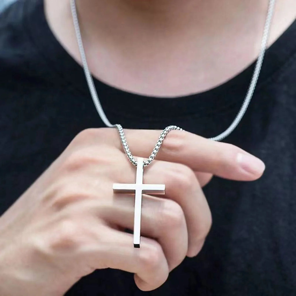 Men's Necklace & Silver Cross Pendant