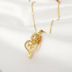 Pendant Necklace with Heart and Spinning Sunflower Anti-Stress