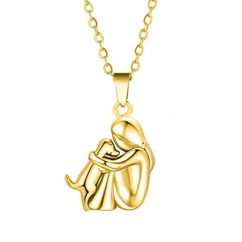 Collar Colgante Cariño Perro y Dueño oro