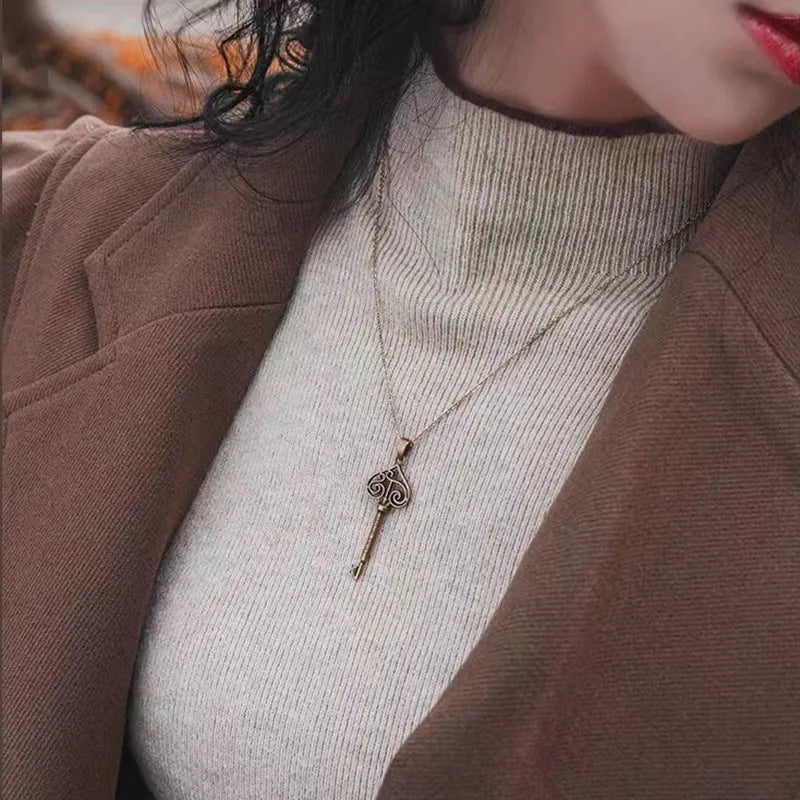Collar con Colgante de Llave Vintage para Mujer