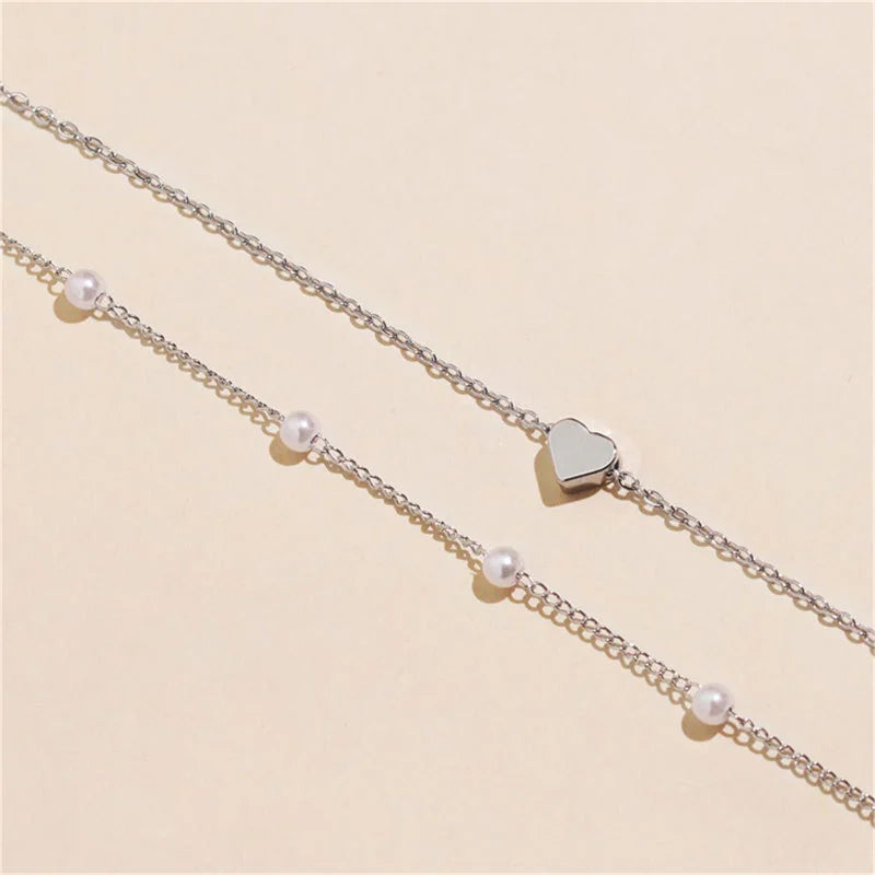 Silver Heart & Pearl Pendant Necklace