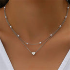 Silver Heart & Pearl Pendant Necklace
