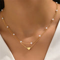 Gold Heart & Pearl Pendant Necklace