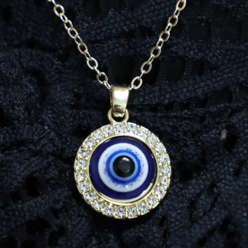 Greek Turkish Blue Evil Eye Pendant Necklace Matiasma Mataki Silver