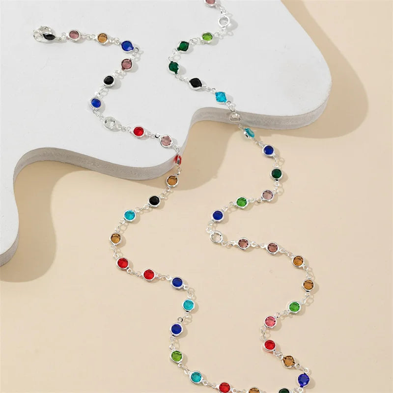Collier Pendentif de Style Bohême Multicolore argent