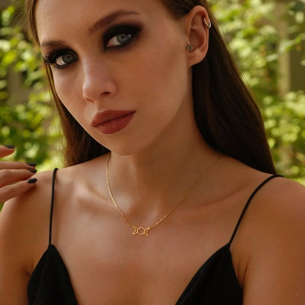Collar Colgante Mujer Triple Luna Brujería Wicca