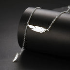 Fine Feather Pendant Necklace style a silver