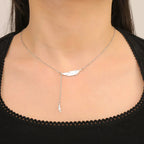 Fine Feather Pendant Necklace style a silver
