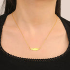 Fine Feather Pendant Necklace style b gold