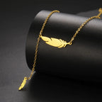 Fine Feather Pendant Necklace style a gold