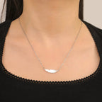 Fine Feather Pendant Necklace style b silver
