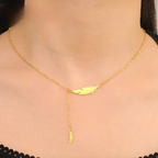 Fine Feather Pendant Necklace style a gold