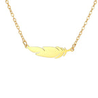 Fine Feather Pendant Necklace style b gold