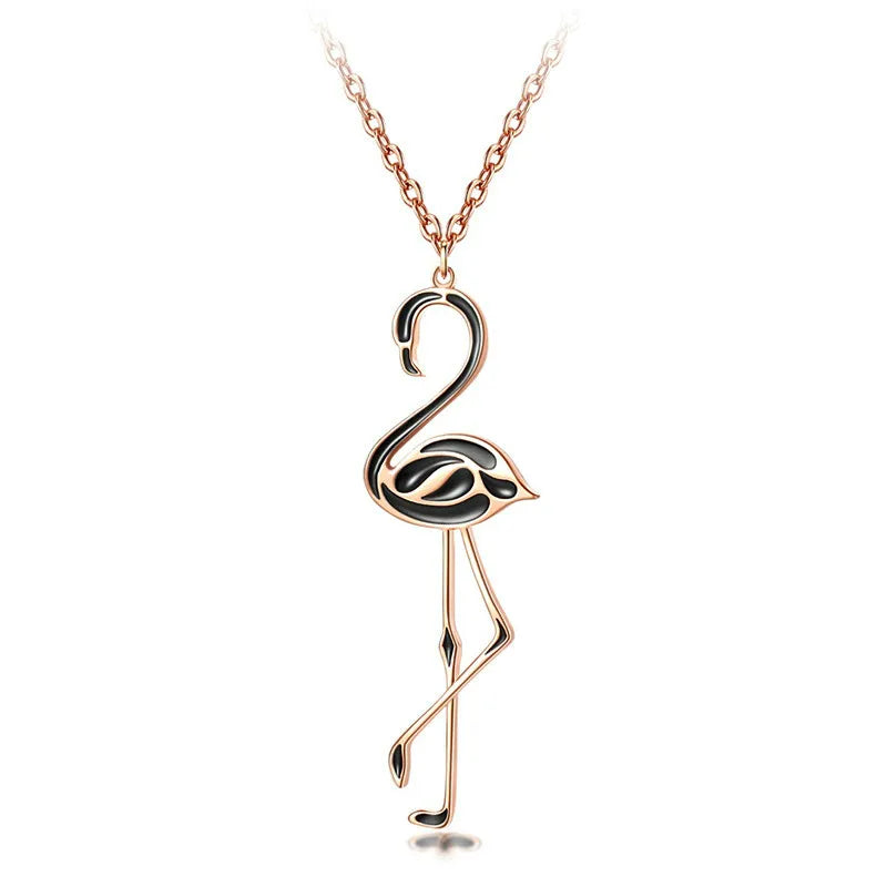 Collier Flamant Rose Noir
