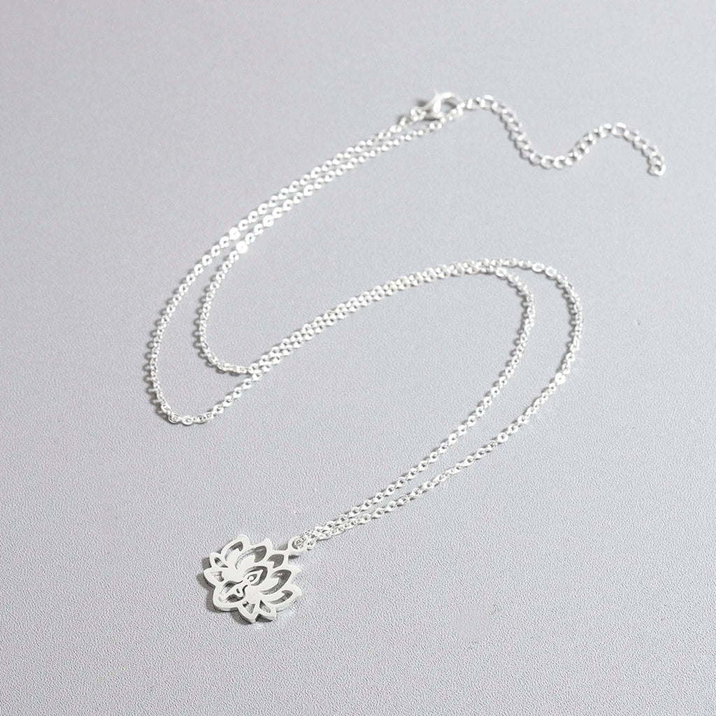 Collar Colgante Flor de Loto para Mujer en plata