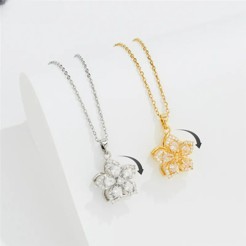 Collar Colgante Flor Giratoria Anti-Estrés oro