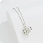 Collar Colgante Flor de Circonita Giratoria Anti-Estrés plata