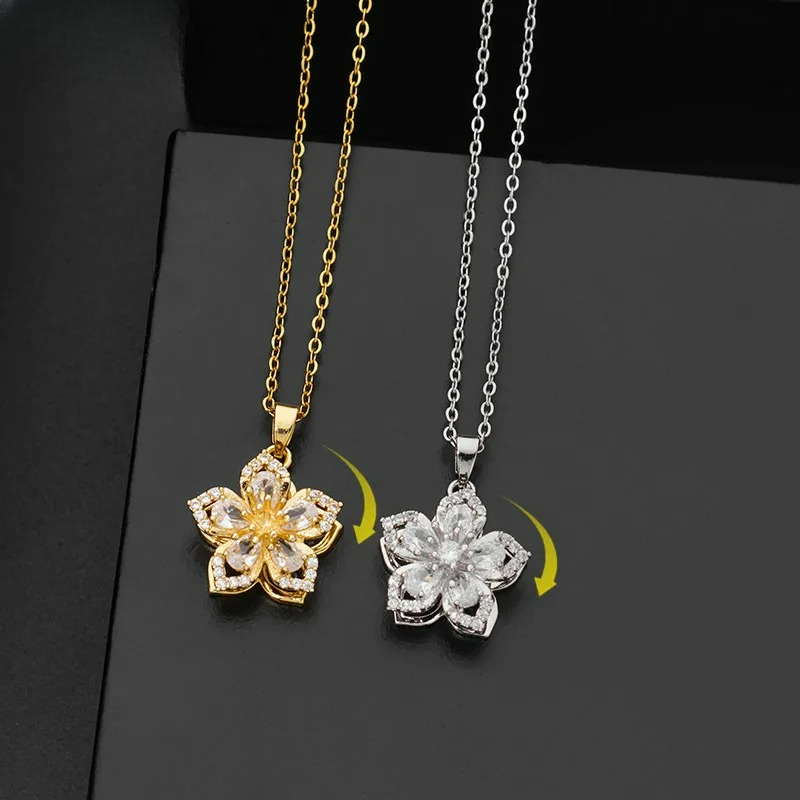 Collar Colgante Flor Giratoria Anti-Estrés oro