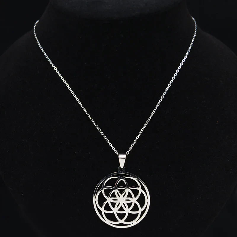 Collar Colgante Semilla de la Vida Hombre Mujer plata