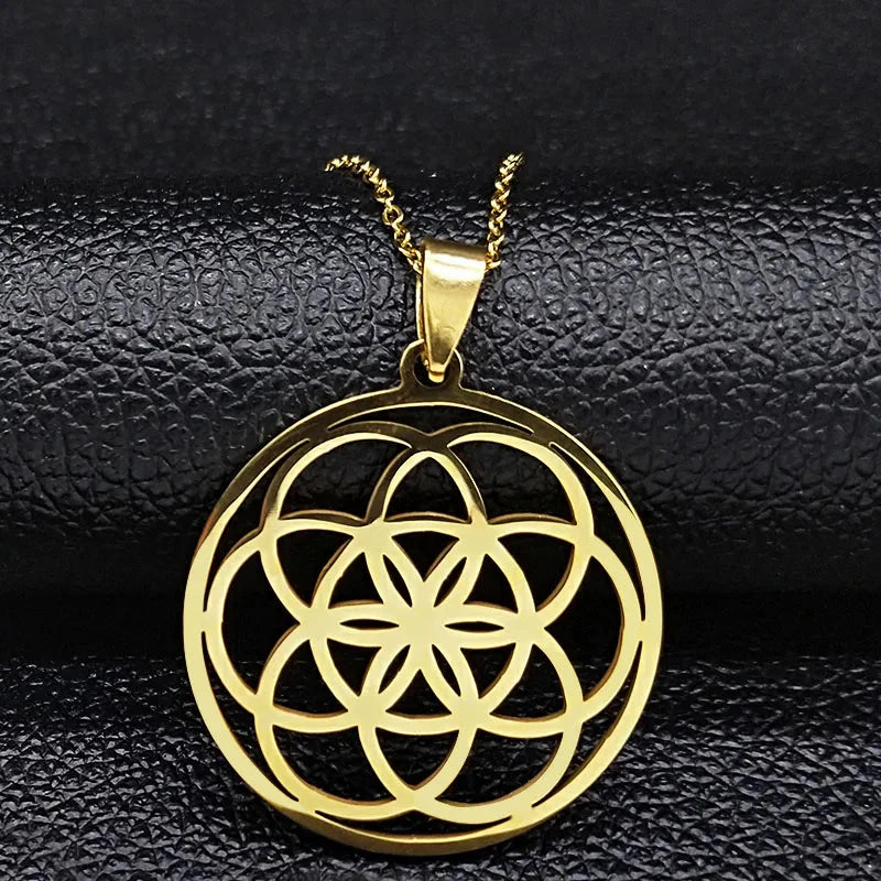 Collar Colgante Semilla de la Vida Hombre Mujer oro