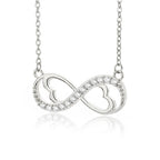 Infinity Heart and Zircon Pendant Necklace Silver