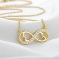 Infinity Heart and Zircon Pendant Necklace Gold