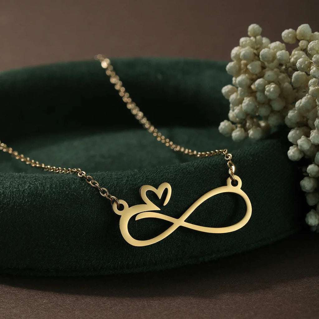 Gold Infinity Heart Pendant Necklace