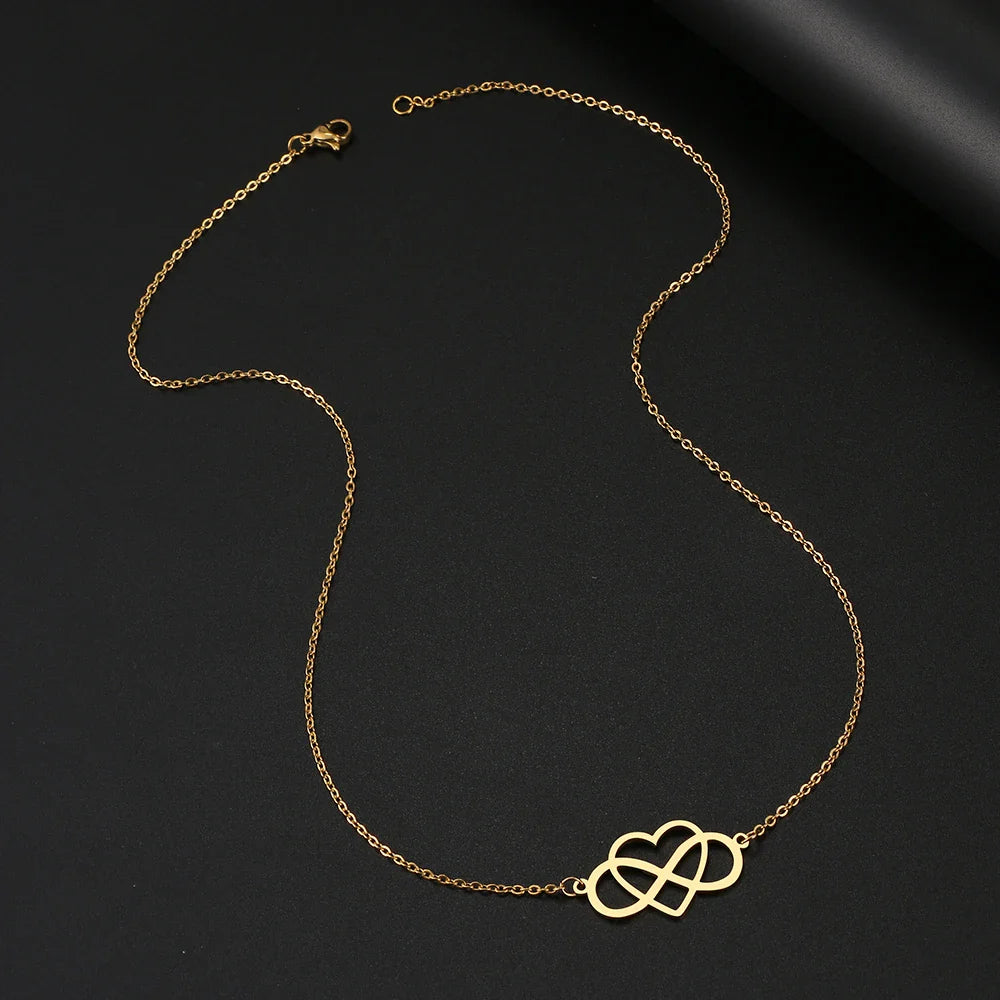 Infinity and Heart Pendant Necklace for Women Gold