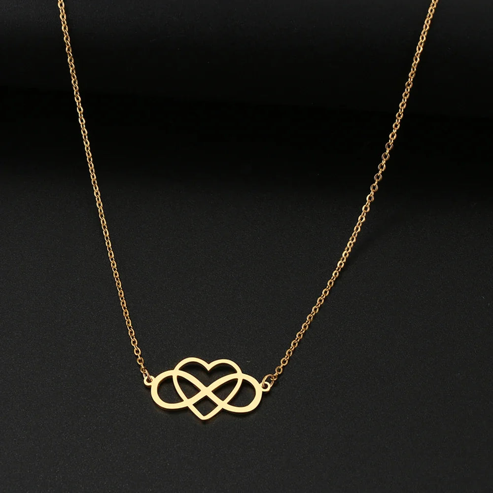 Infinity and Heart Pendant Necklace for Women Gold