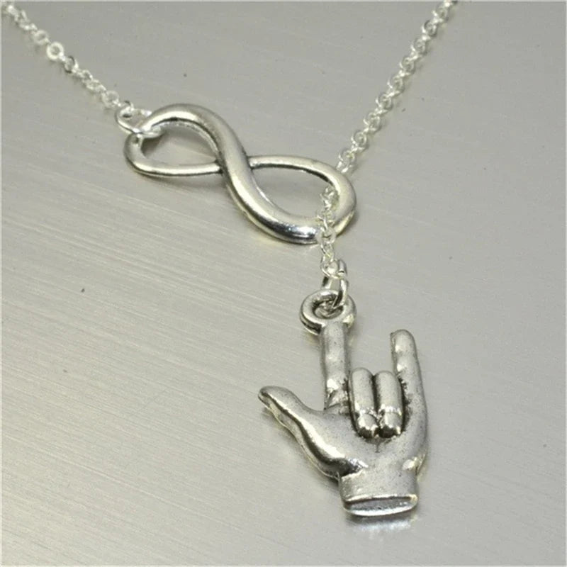Infinity Pendant and Hand Necklace